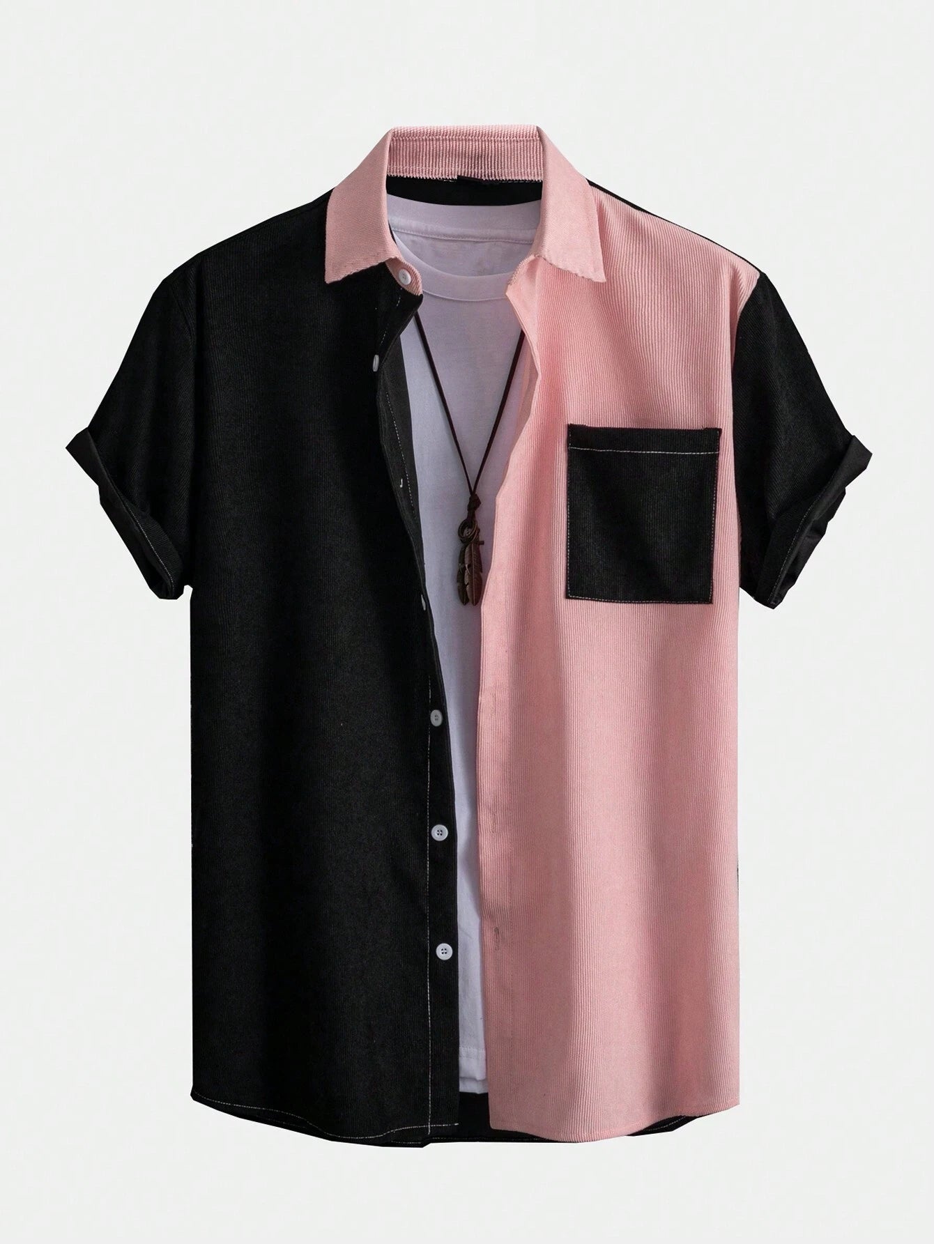 ROMWE Street Life Men Colorblock Pocket Shirt, School