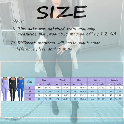 Yoga Jumpsuits for Women Square Neck Long Sleeve with Thumb Hole Tummy Control Rib Knit Athletic Long Romper Plain Workout