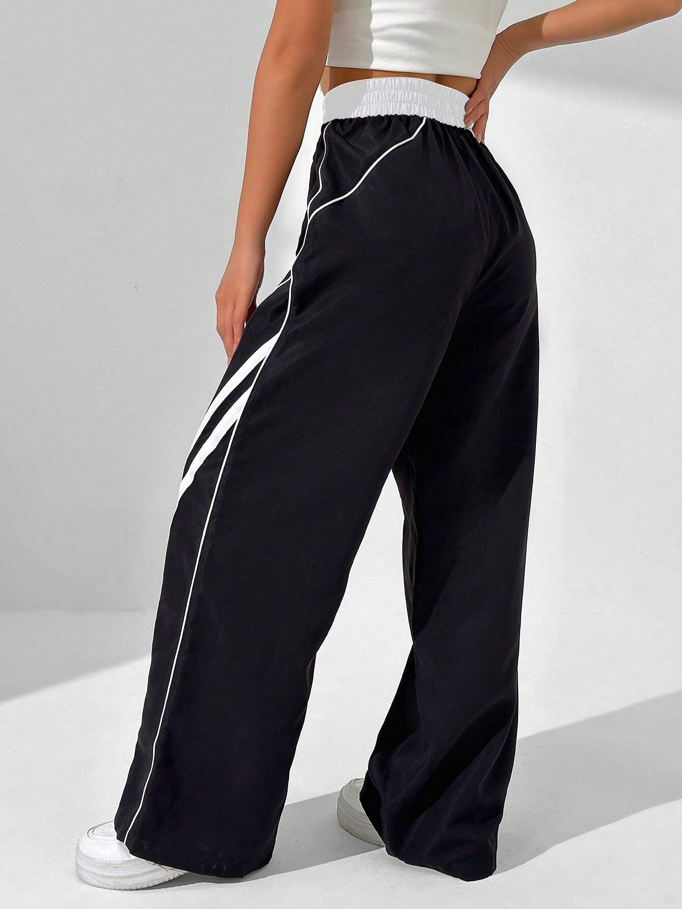 Streethx Women's Striped Wide Leg Casual Pants